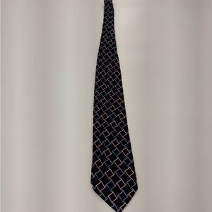 Croft & Barrow Black, Pink & Blue Geometric Silk Tie